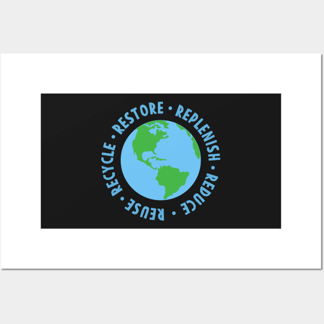 Earth day Restore Replenish Reduce Reuse Recycle Wall Art by Mesyo